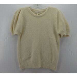 The Reeds Sweater XS Cream Fuzzy Eyelash Pullover Crop Puff Sleeve